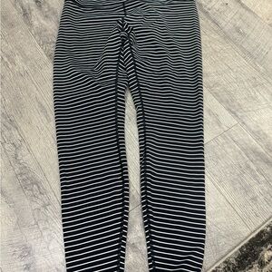 Lululemon Athletica Navy and White Striped Leggings